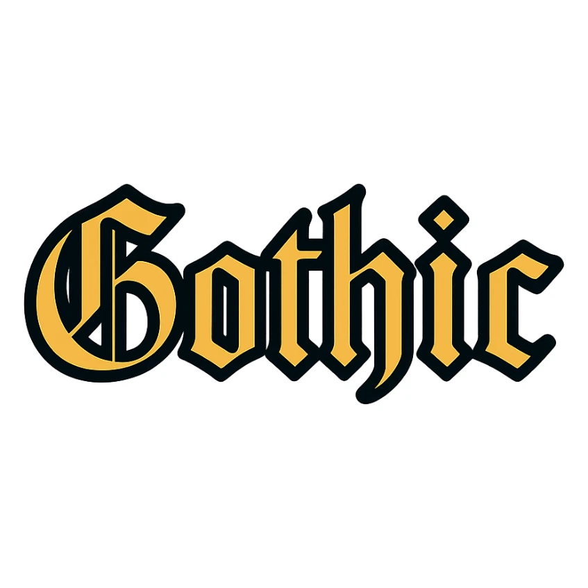 the word 'Gothic' in bold, heavy blackletter gothic calligraphy, only text, no decoration sticker