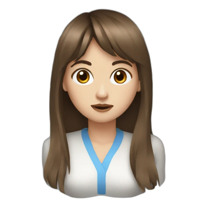 brown hair bangs girl mad blue eyes sticker