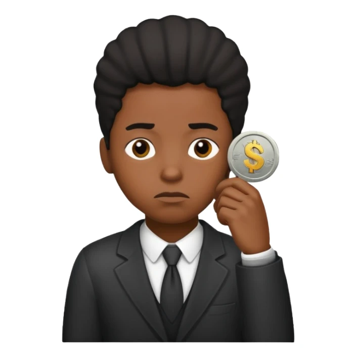 ambitious thinking about moneyemoji, black person sticker
