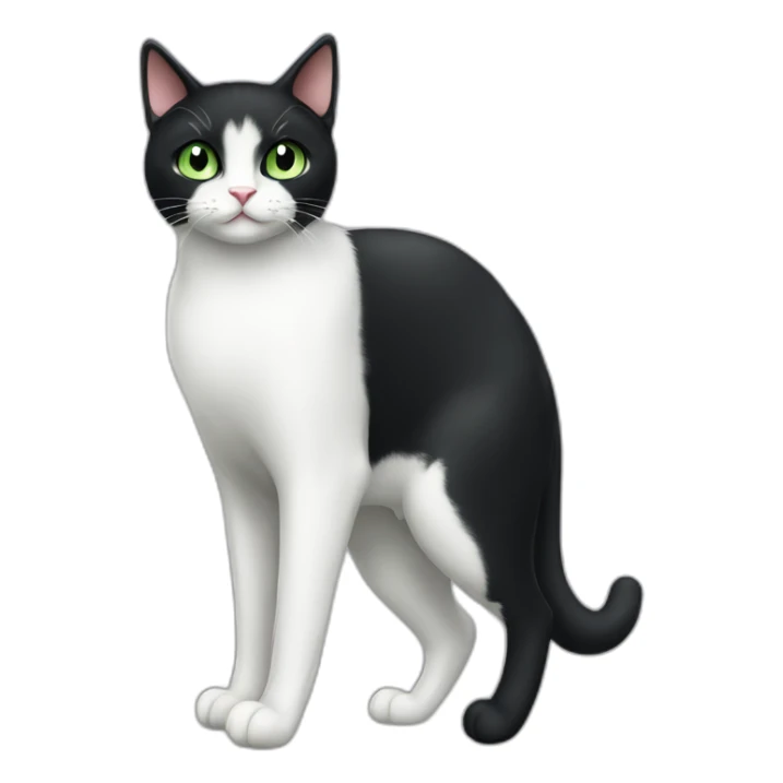 happy tuxedo cat green eye whole body sticker