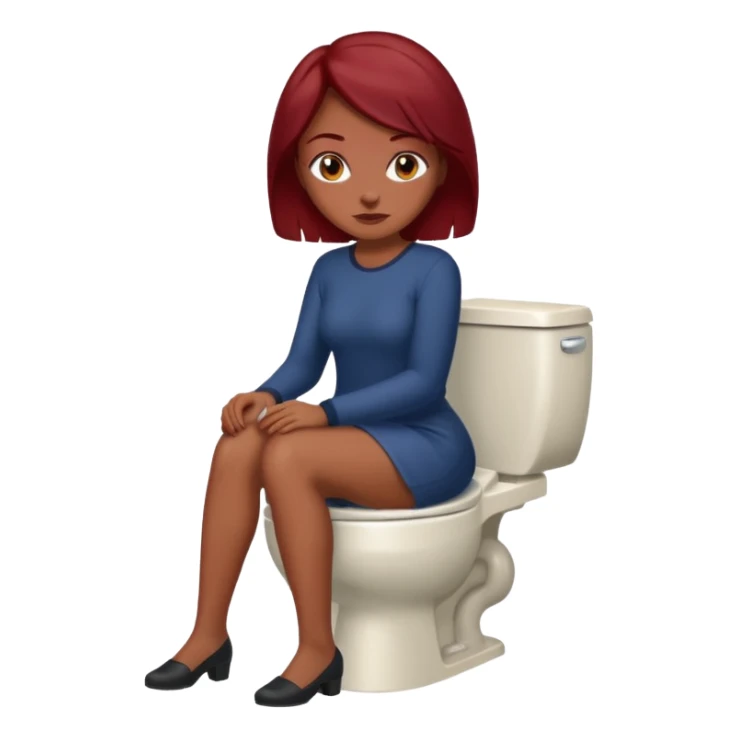 Brown Lady with dark red hair  sitting on toilet sticker