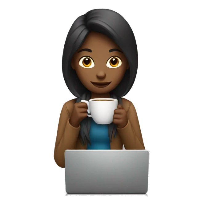 girl working on laptop and drinking coffee sticker