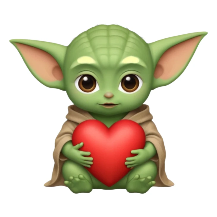 Baby yoda with heart sticker