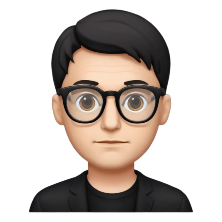 MAn with big glasses,black wear sticker