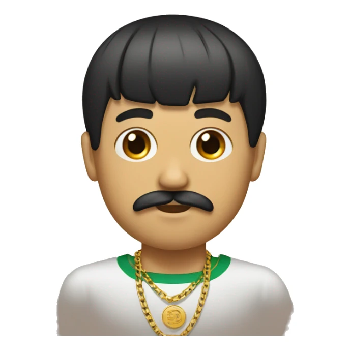 mexican edgar with a bowl cut and a gold chain with a mustache  sticker