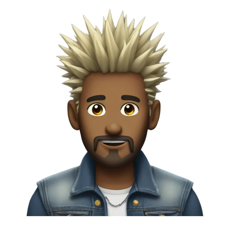 Edge lord with spikey frosted tips and a denim vest  sticker