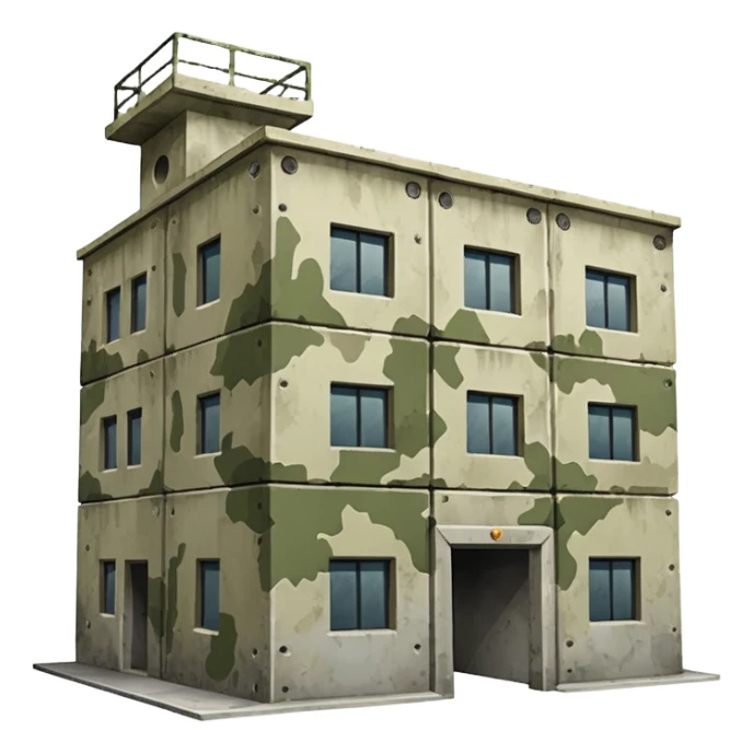 military warehouse painted in military camouflage sticker
