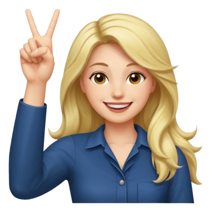  women with open hairs sideways image  one arm victory sign sticker