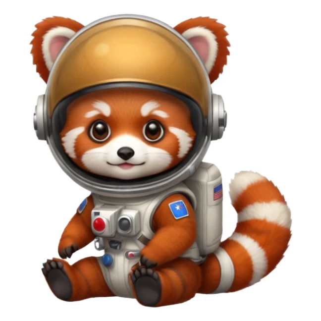 baby cute red panda in astronaut helmet sticker