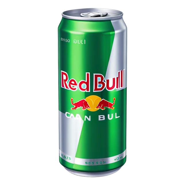 Red Bull can with green color palette and accurately detailed text sticker