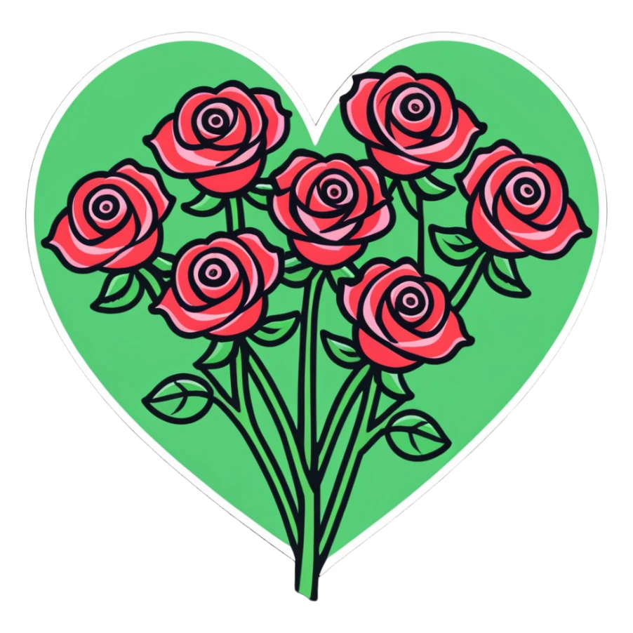 romantic heart-shaped arrangement of roses sticker