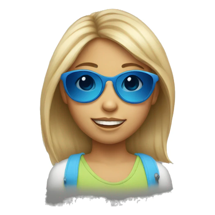 Little girl with blue sunglasses sticker