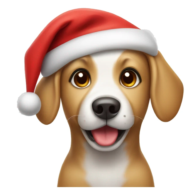Cute Dog wearing a Santa hat sticker