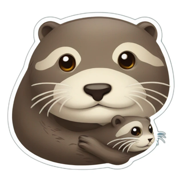 cute mom otter with her baby sticker