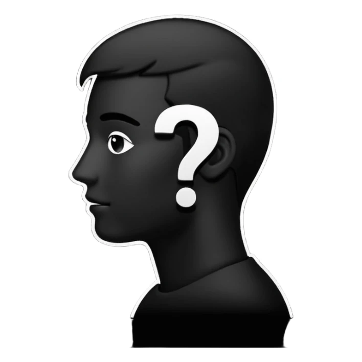 silhouette of a man with a question mark sticker