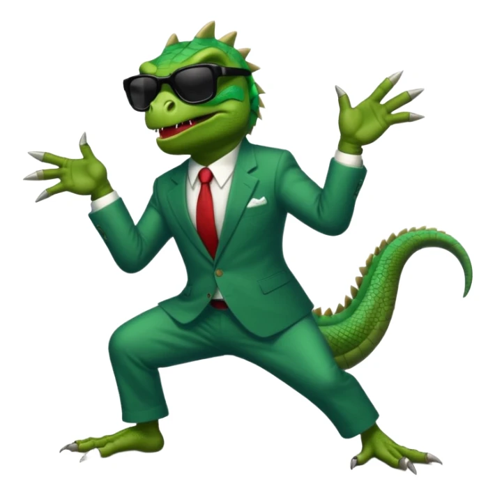 capitalist iguana banker godfather with black sunglasses breakdance scaring sticker