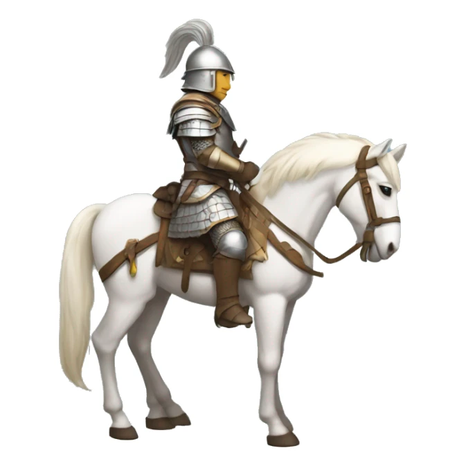 a white avar nomadic soldier on a horse from the side with little armor on sticker