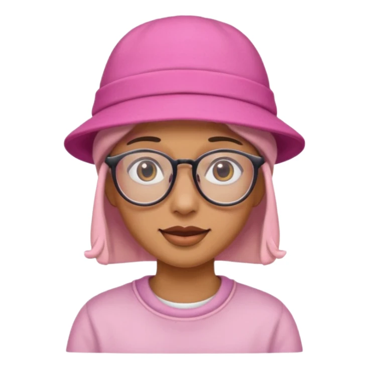 person with glasess wear pink hat  sticker
