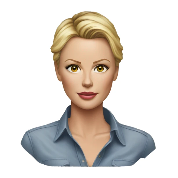 ultra realistic charlize theron wearing shirt sticker