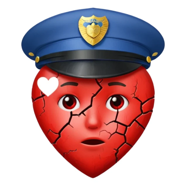 Corazón roto con gorra de policia sticker