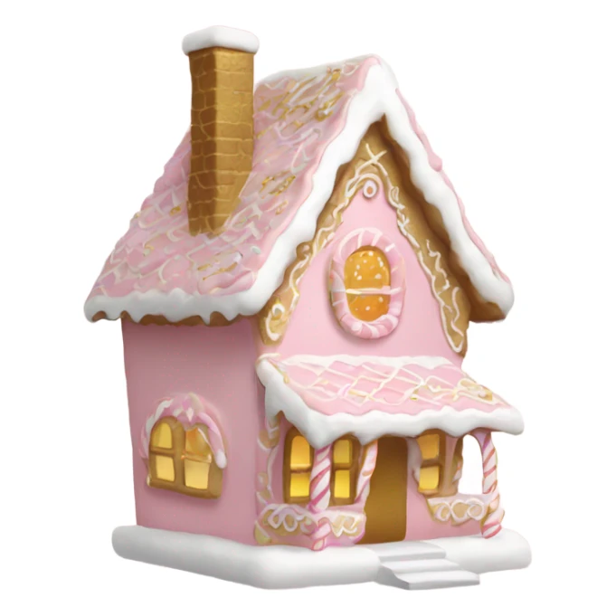 light pink and gold and white gingerbread house sticker