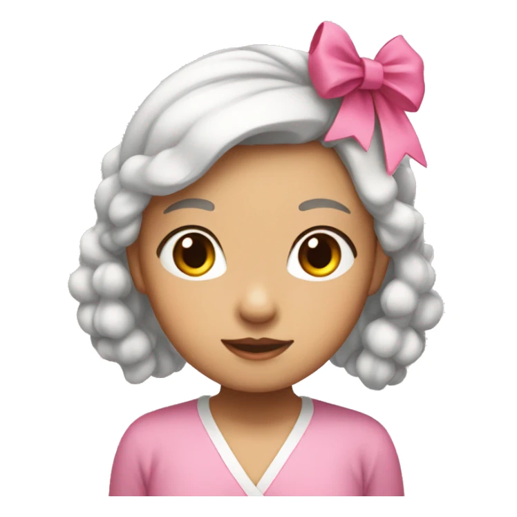 asian girl with pink bow in her hair sticker