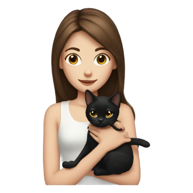 Girl with brown hair holding a black cat sticker