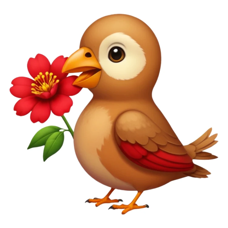 A bird carrying a red flower in its mouse  sticker