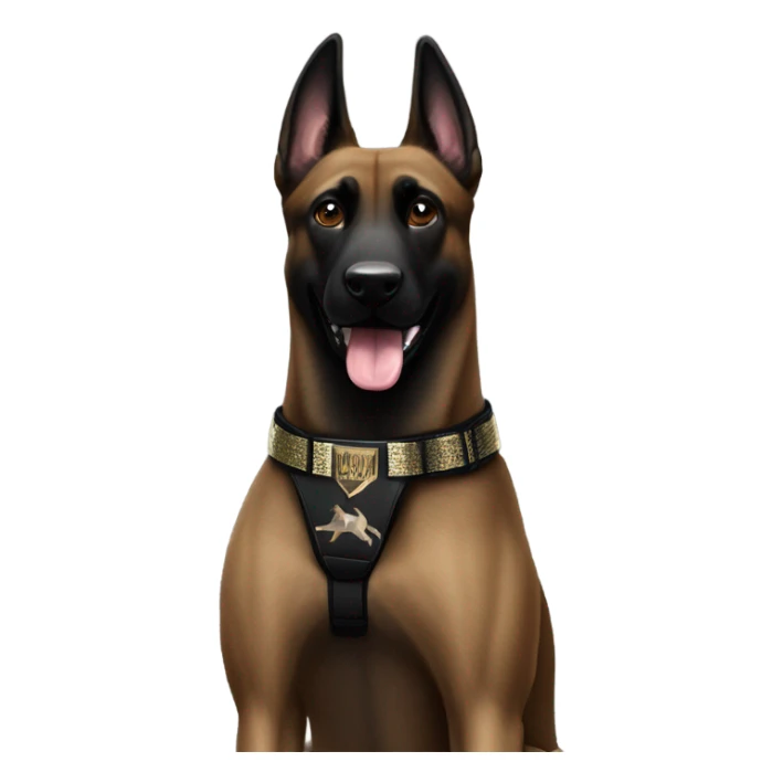 Black Belgian malinois with WWE belt sticker