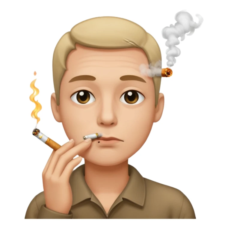 Face with low eyelids and cigarette in mouth  sticker