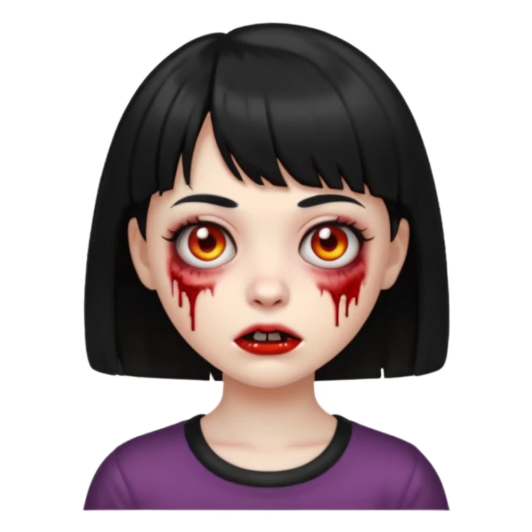 zombie emoji girl with short bangs and black hair sticker