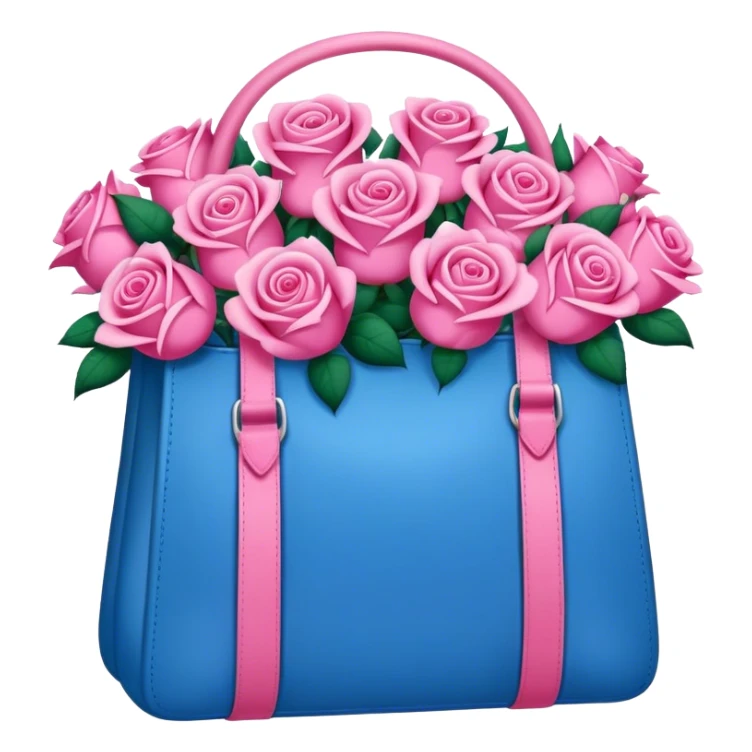A blue bag full of rose that's colored pink sticker