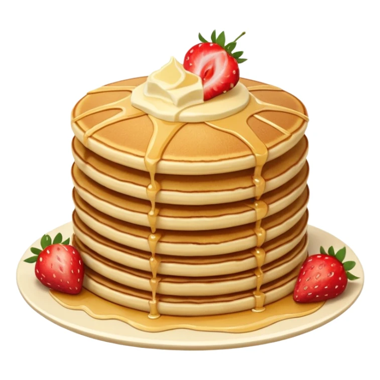 a stack of 3 pancakes with melted white chocolate and strawberries on the top pancake  sticker