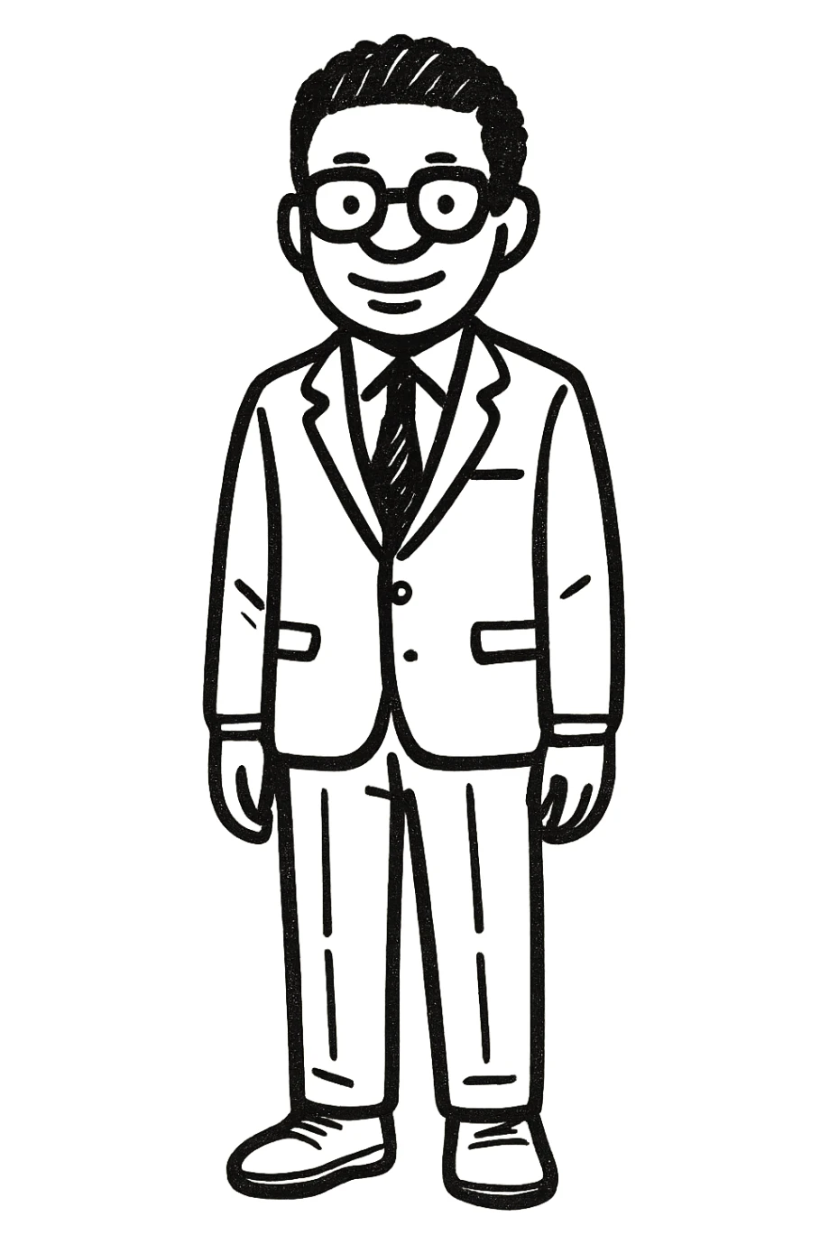 A dark-skinned man in a suit with glasses, full-length sticker