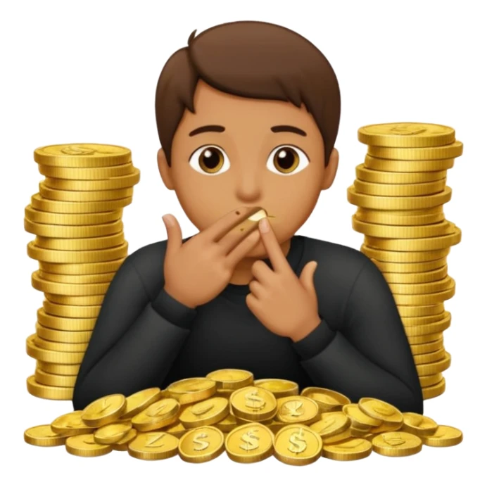 a bank de dinero y una persona haciendo gesto de silencio sticker