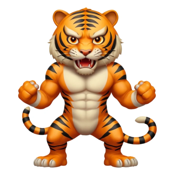 full body of angry tiger with fangs, front face  sticker