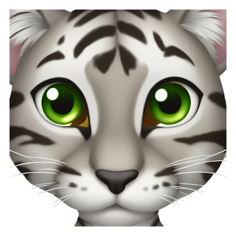 silver brown ish tiger cat with green eyes sticker