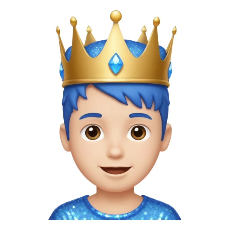 blue Boy happy glitter blue crown sticker
