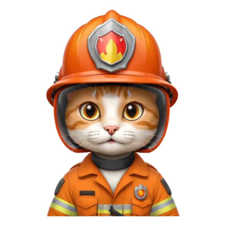 Cat firefighter, uniform including helmet of uniform sticker