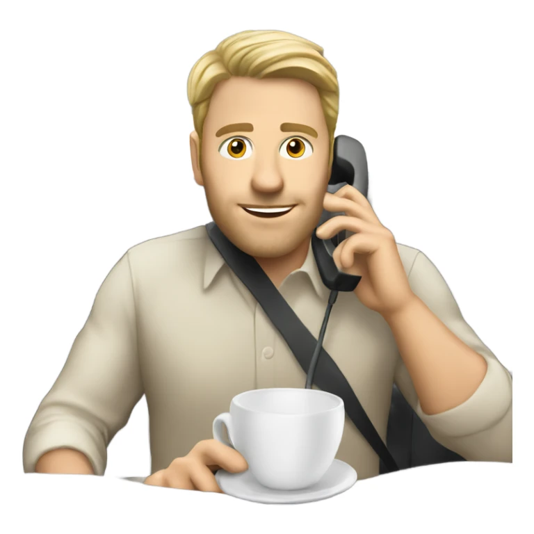 White guy driving having a coffee talking on the phone sticker