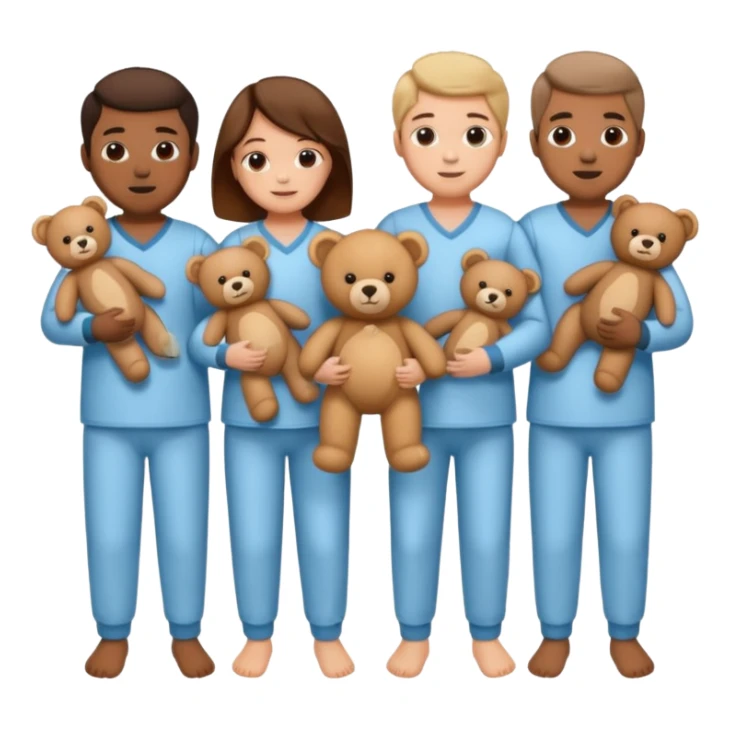 people wearing pajamas and holding a teddy bear sticker