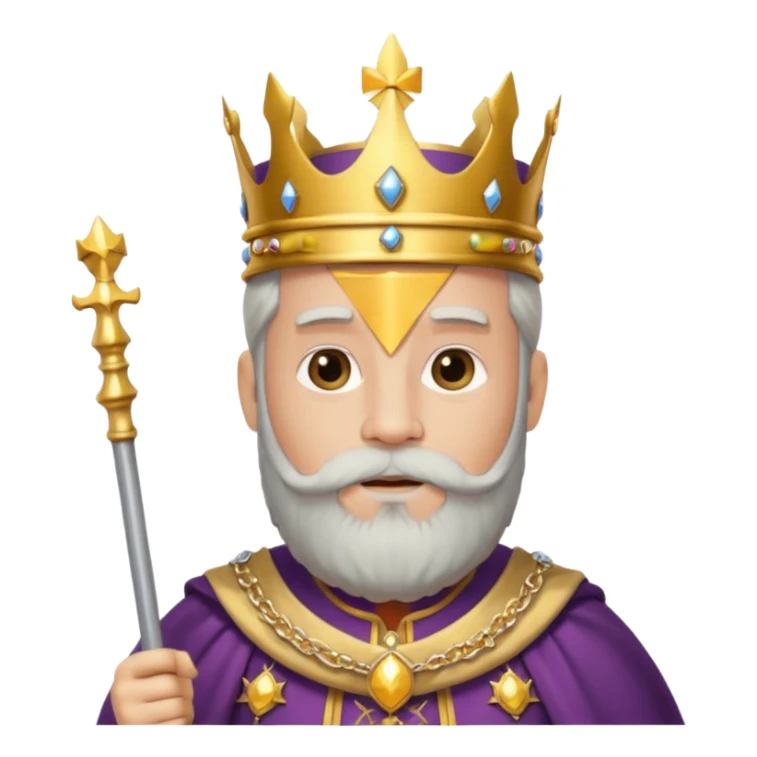 Bearded King, Wise king with short white beard, royal staff in hand, wearing crown
 sticker