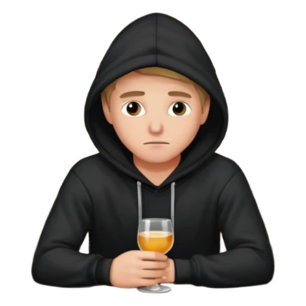 Caucasian in black hoodie sitting sad at bar sticker