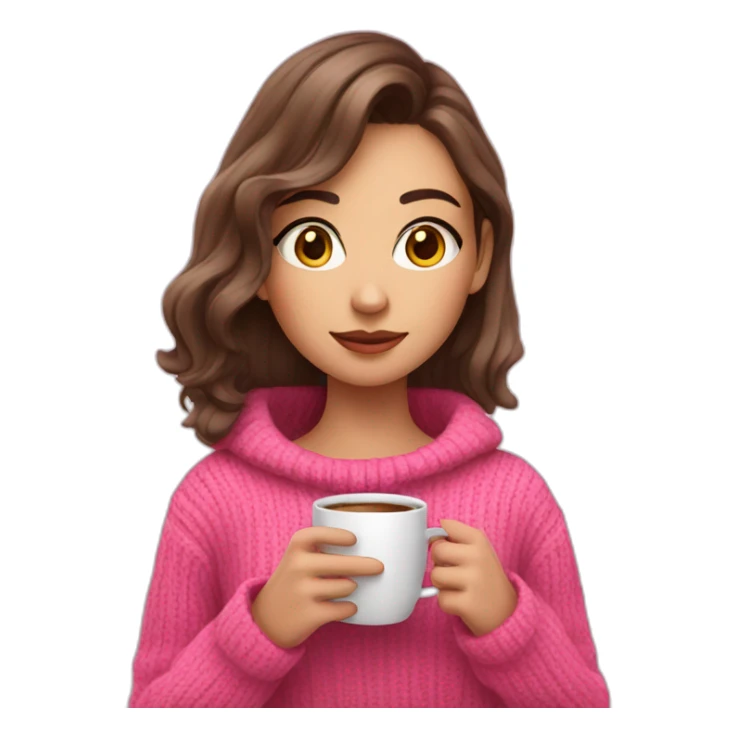 A gaming girl wearing pink sweater and a coffe cup in her hand  sticker