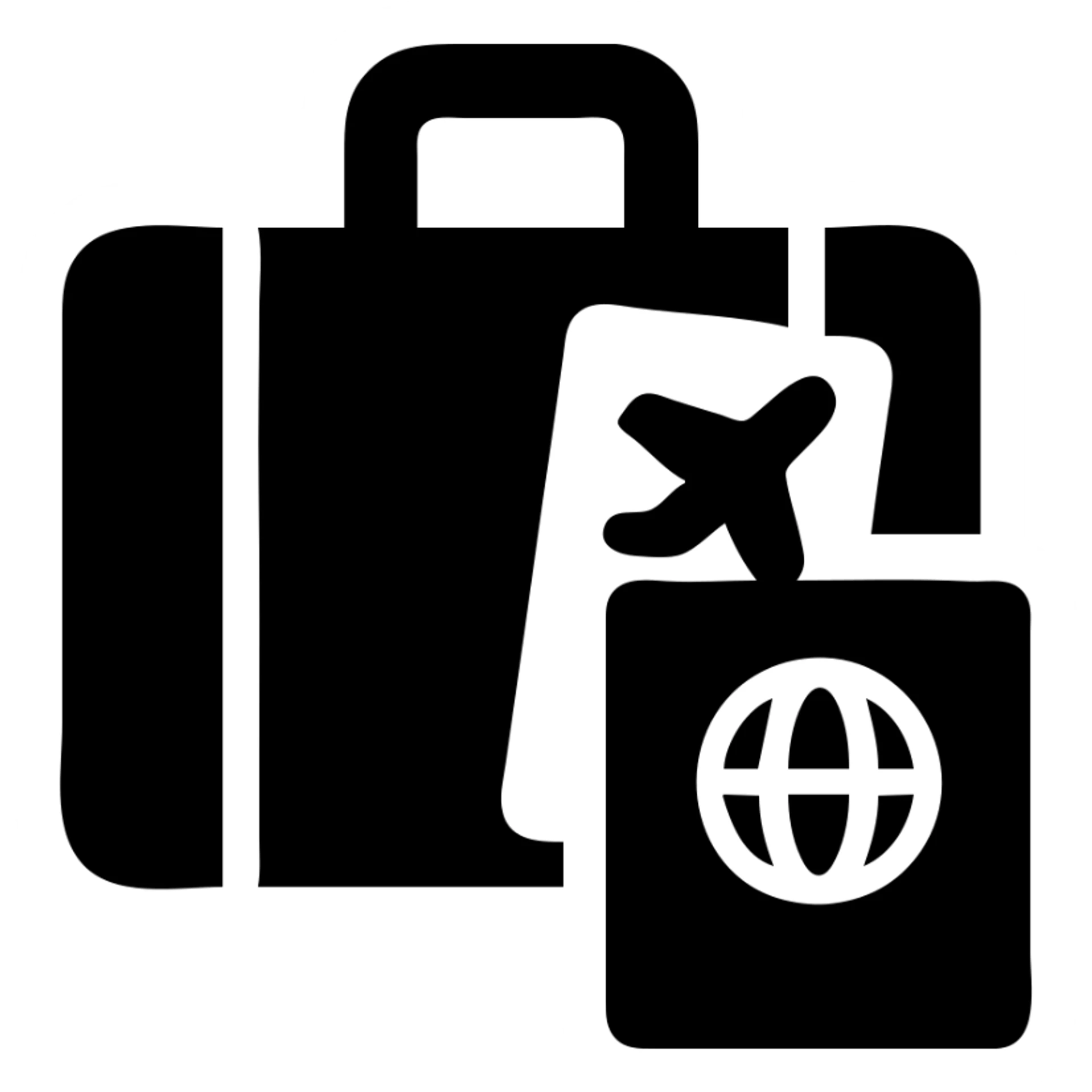 a suitcase with a plane ticket and a passport sticker