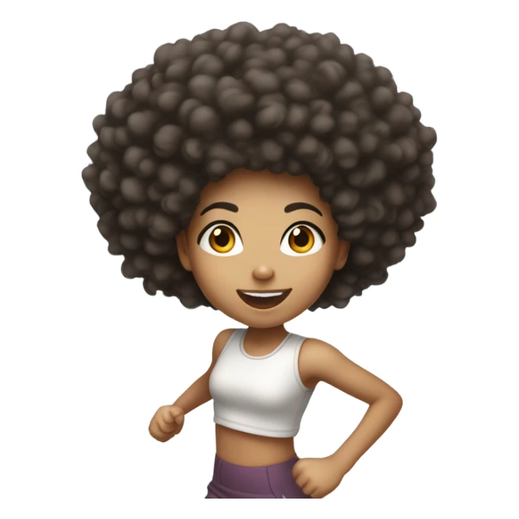 Light skin girl with Afro running  sticker