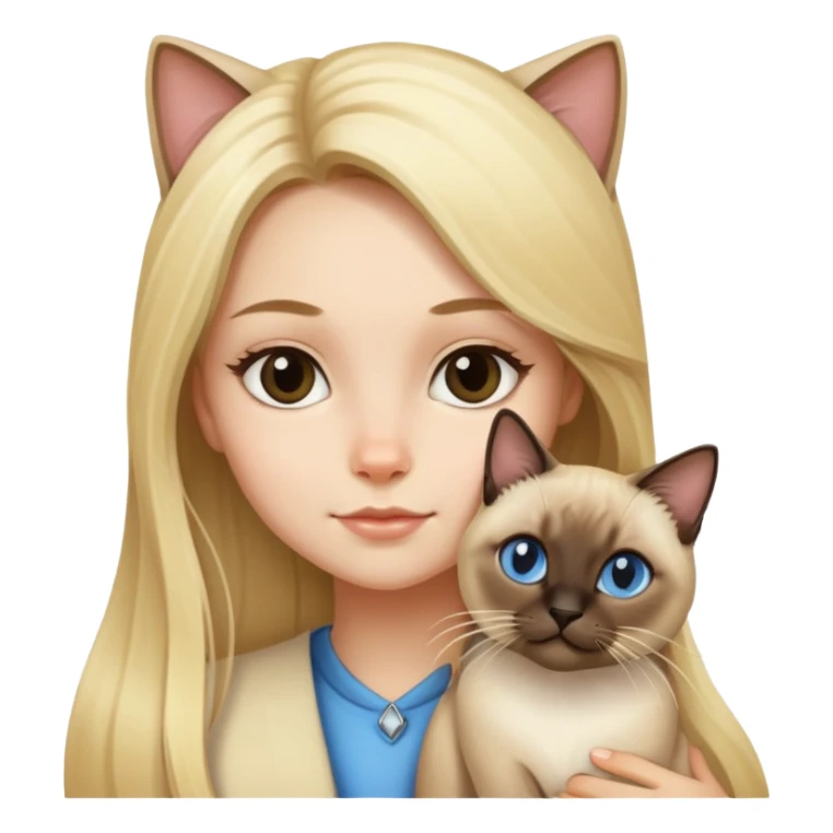 girl with blond long hair with a Siamese cat sticker