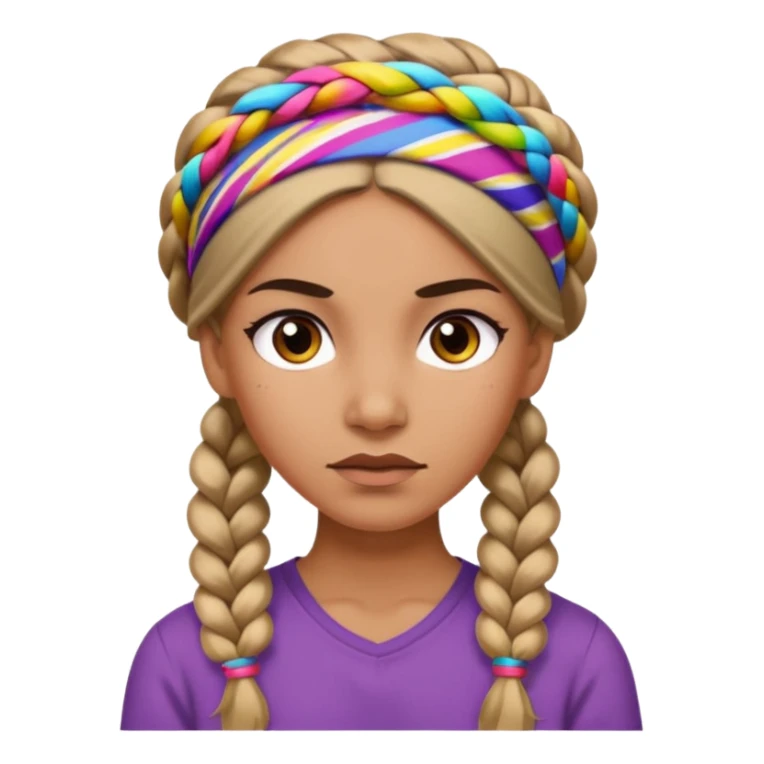 big lose braided woman face wiith big visible braids and headband on head sticker
