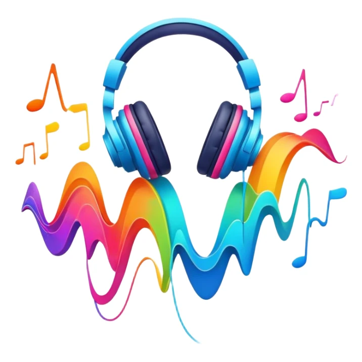 sound wave creature listening to music with headphones sticker