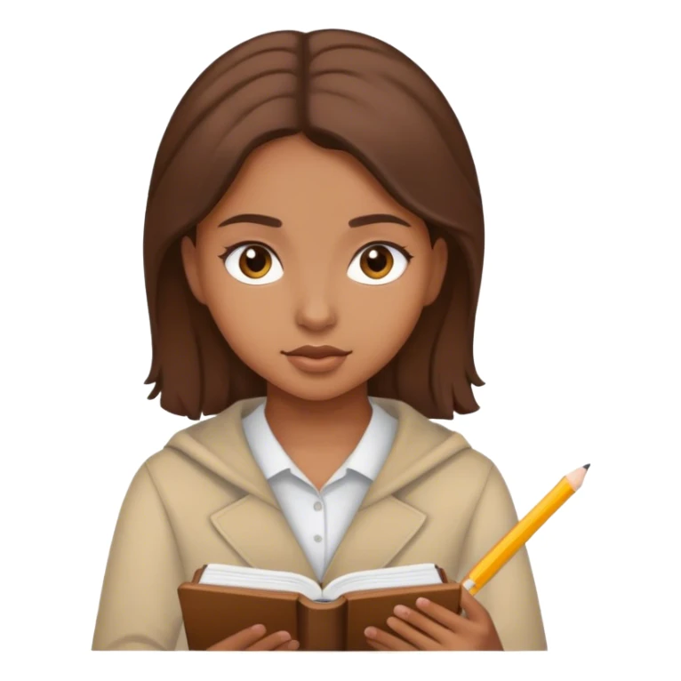 Brown girl brown hair studying  sticker